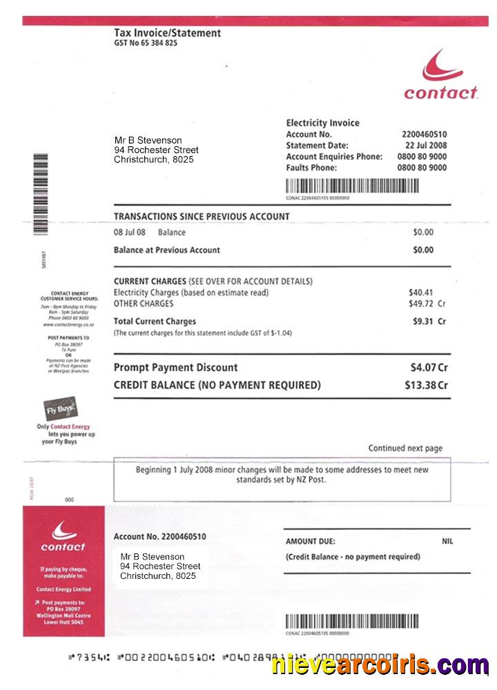 New Zealand Electrcity Bill